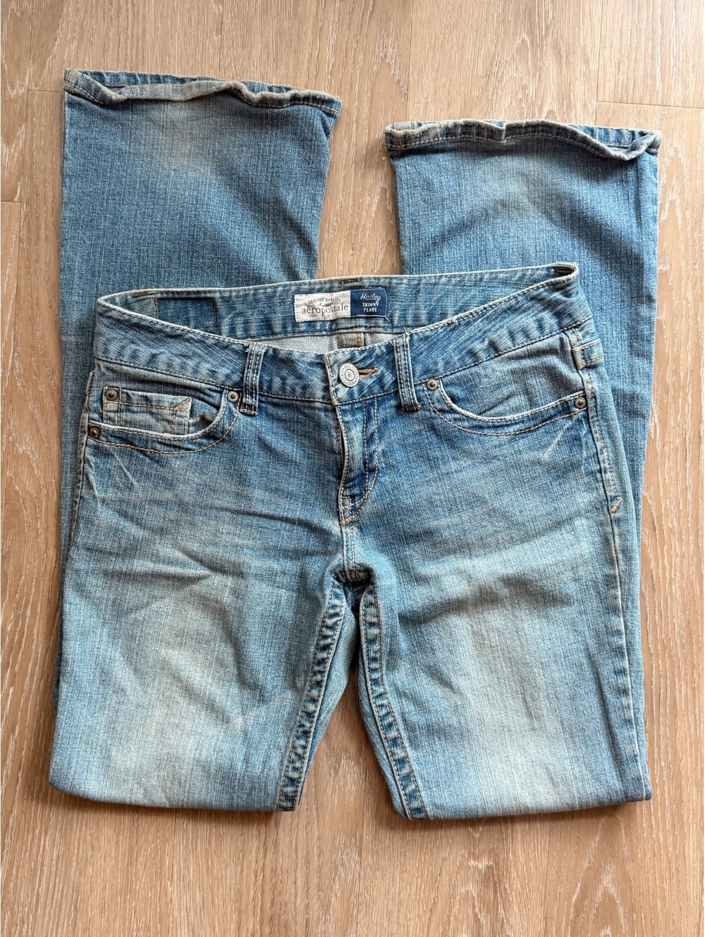 Y2K Low Rise Bootcut Aeropostale Hailey Skinny Flare Jeans Light Blue Size 6
